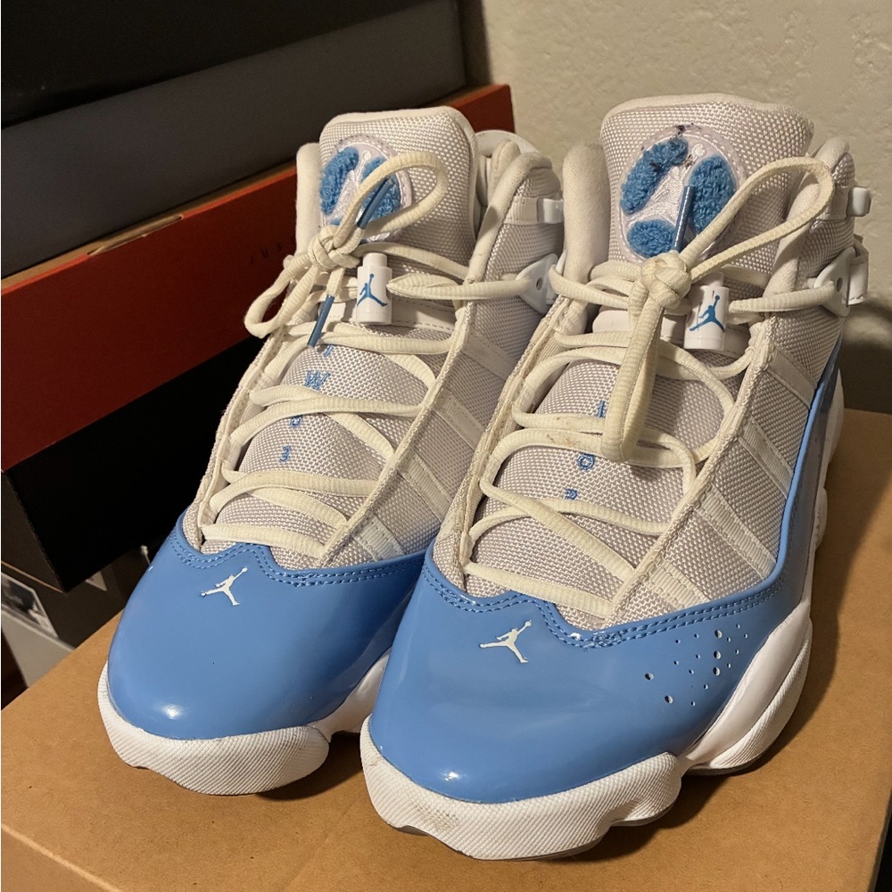 Jordan Blue and White Sneakers (6 rings)
